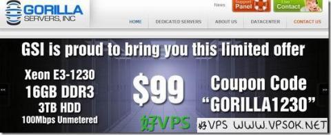 GorillaServers:$29/月E3-1230v1/8GB/480G SSD/30TB/犹他州服务器 GorillaServers:$29/月E3-1230v1/8GB/480G SSD/30TB/犹他州服务器